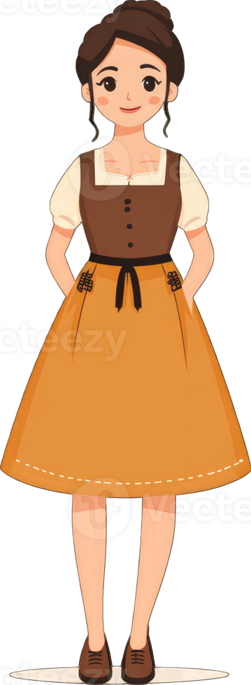 A Young Woman in a Traditional Dirndl Dress png