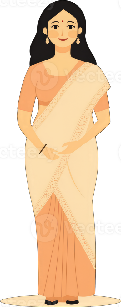 Woman in Elegant Traditional Indian Sari Attire png