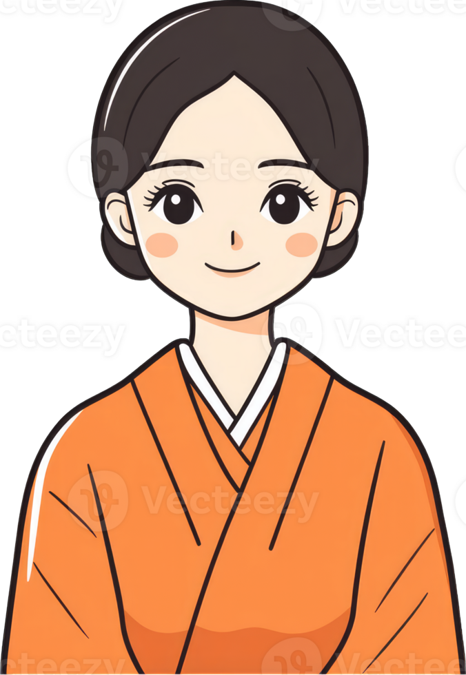 Woman Wearing a Traditional Orange Hanbok png