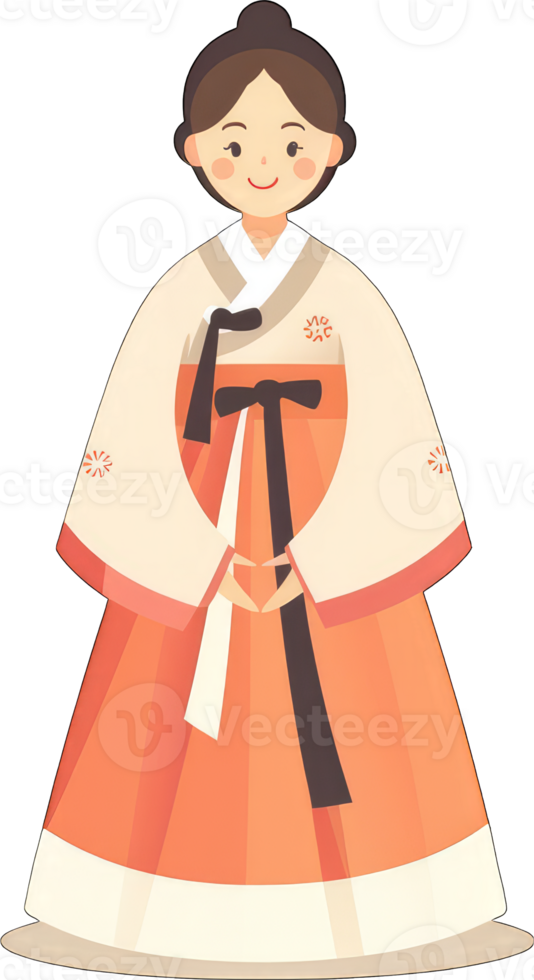 Woman Wearing Traditional Korean Hanbok Clothing png