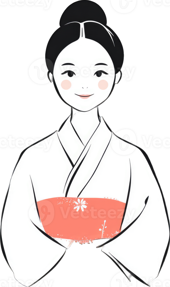 Young Woman Wearing Traditional Japanese Yukata png