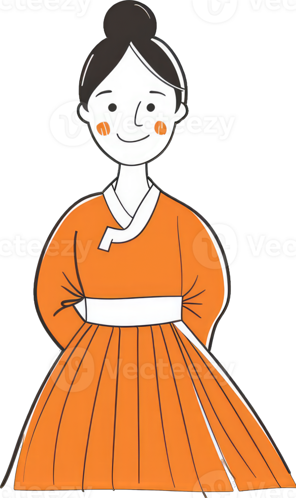 A Young Woman In Traditional Korean Dress png