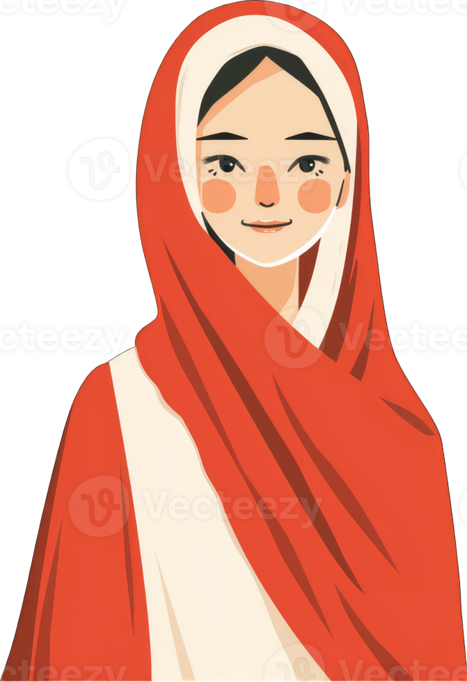 Woman Wearing a Red and White Headscarf png