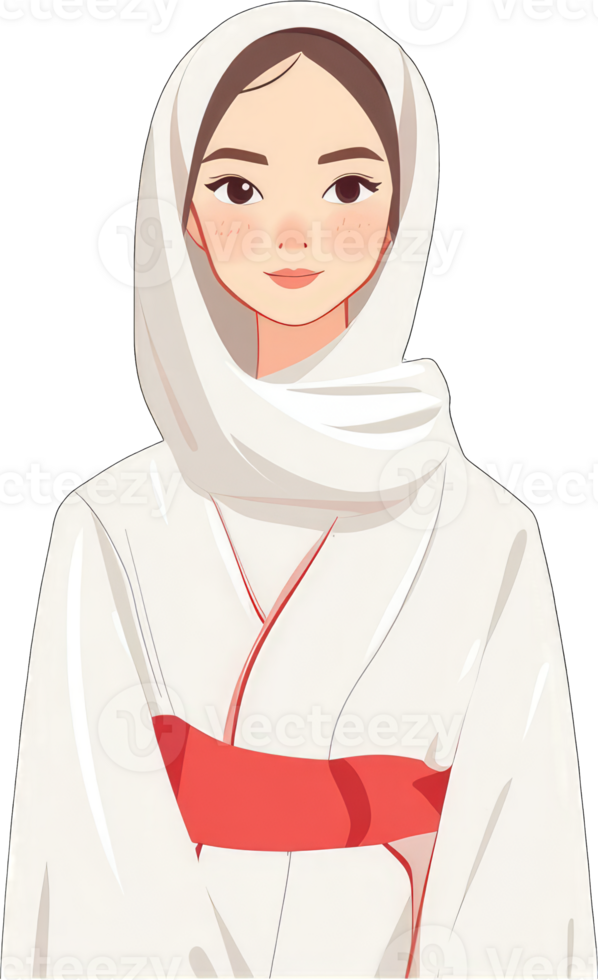 Young Woman in Traditional White Kimono and Scarf png