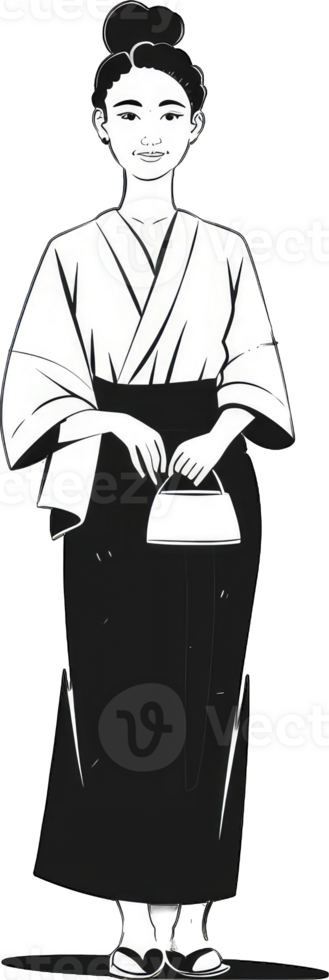 Young Woman Wearing Traditional Japanese Clothing png