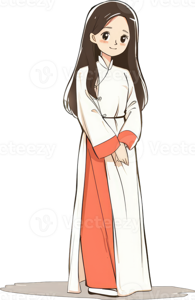 Anime Girl Wearing Traditional Chinese Clothing png