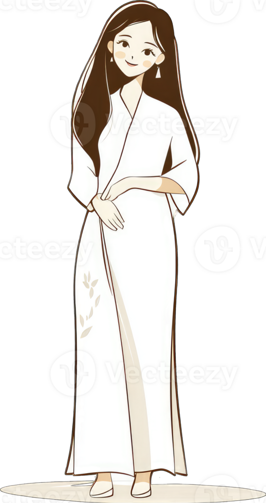 Pregnant Woman in Elegant White Robe Posing Gracefully png