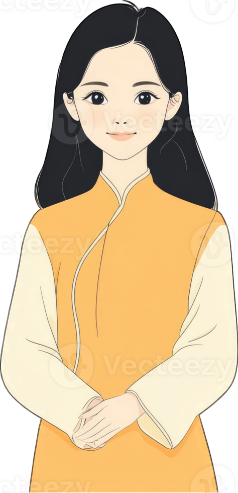 Young Woman in Traditional Asian Style Clothing png