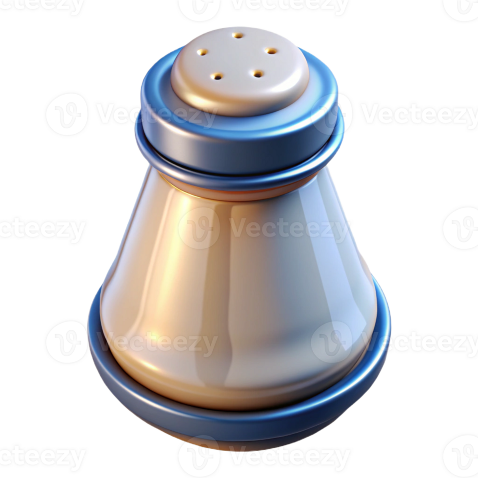 Modern salt shaker with a sleek metallic design in 3D png