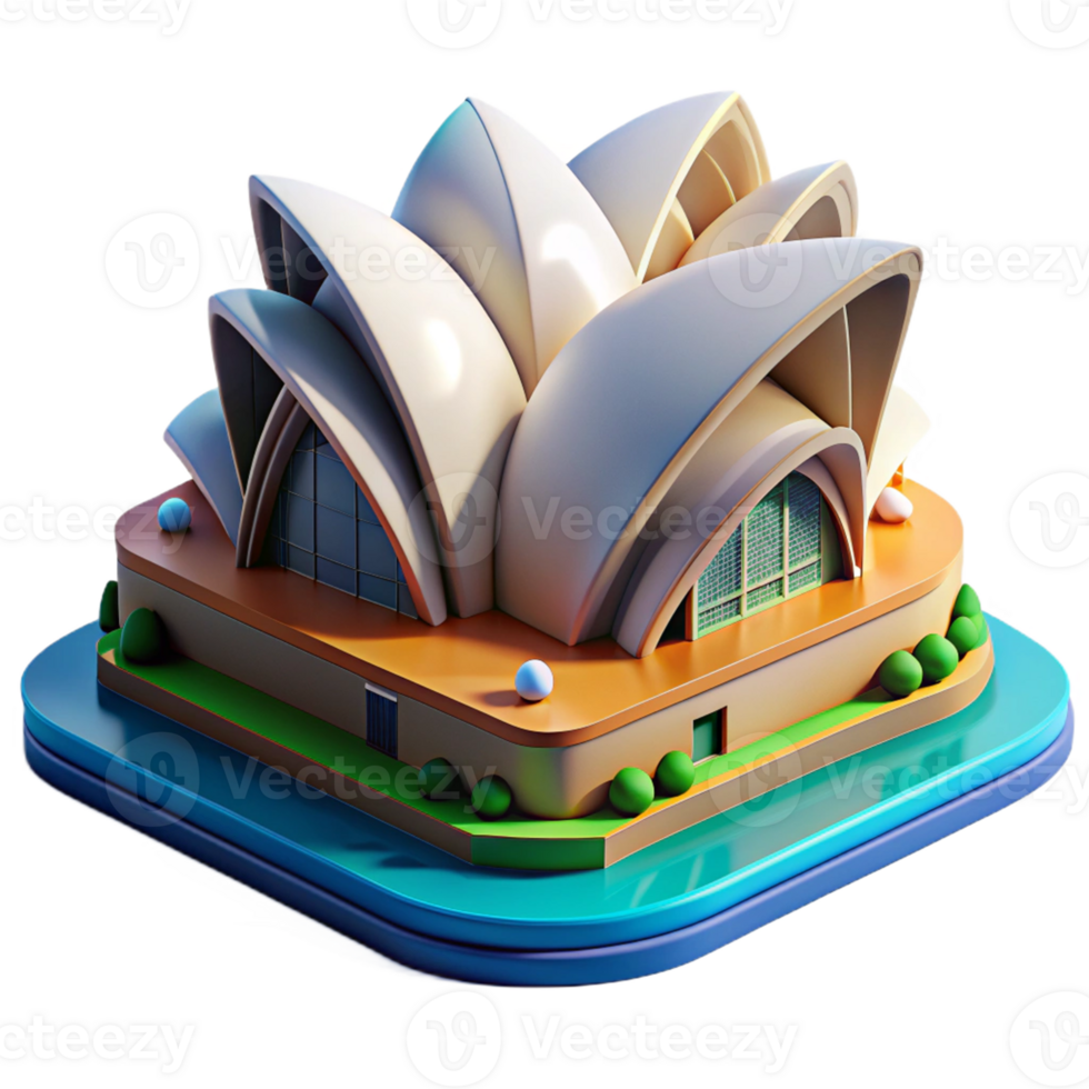 Iconic Sydney Opera House with realistic textures in 3D png