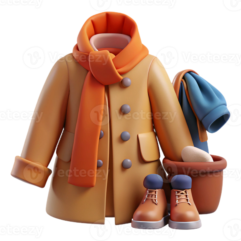 Realistic 3D winter fashion outfit for cold seasons png