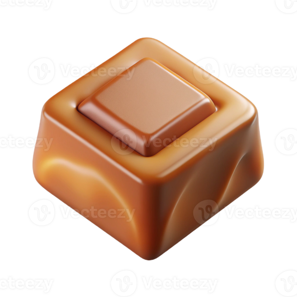 Delicious toffee model with glossy textures png