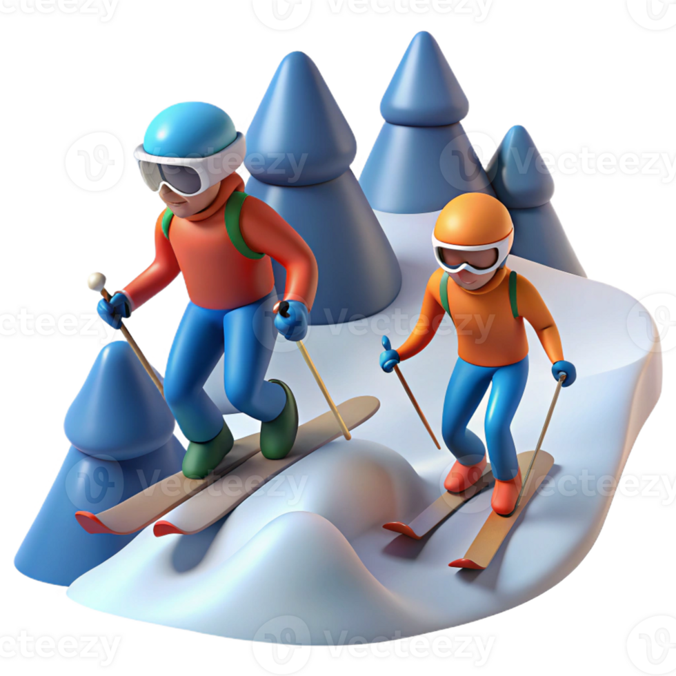 Realistic winter sports scene with vibrant details png