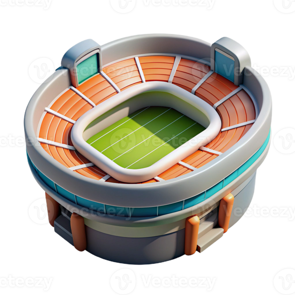 Realistic stadium design with detailed seating in 3D png