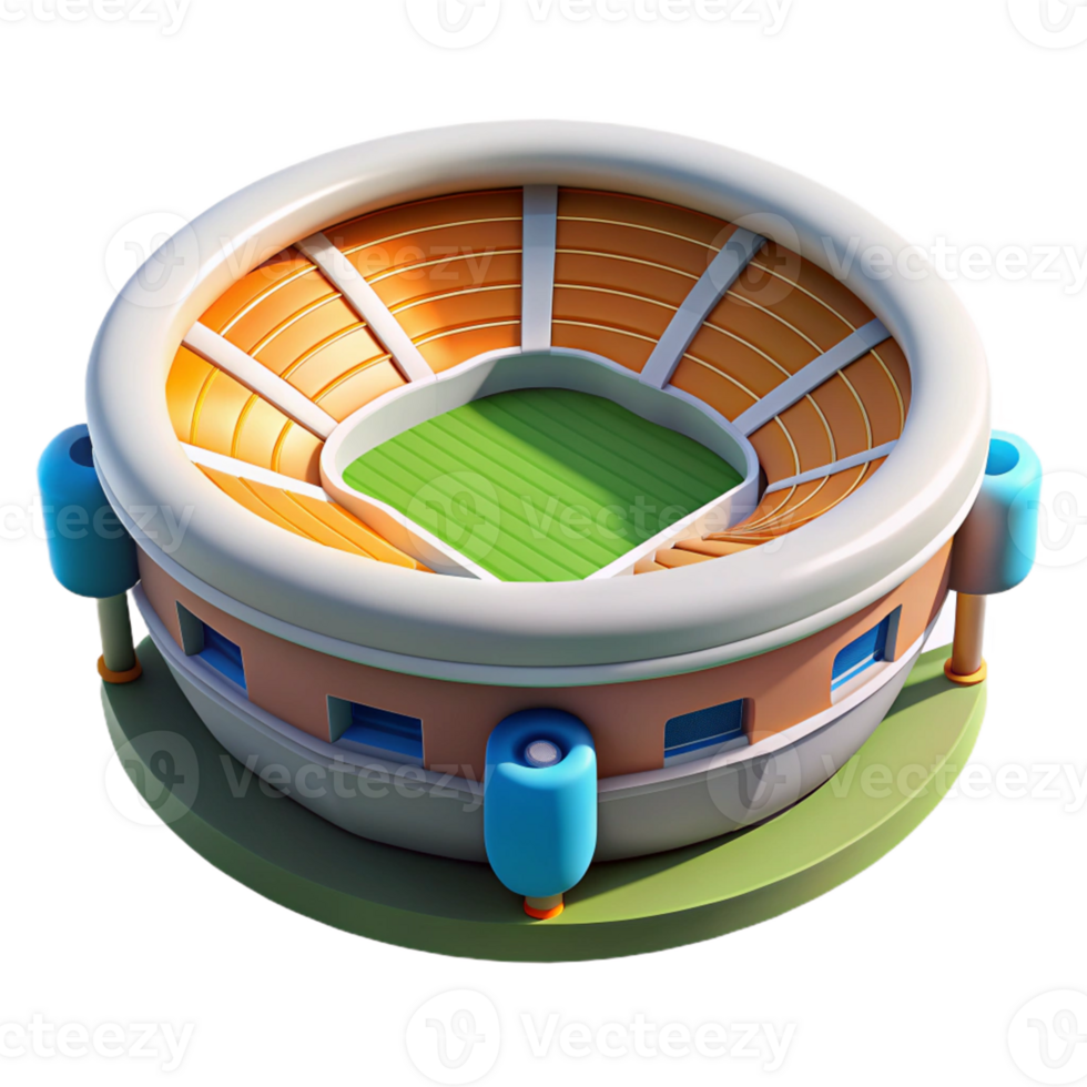 Modern stadium illustration with vibrant colors png