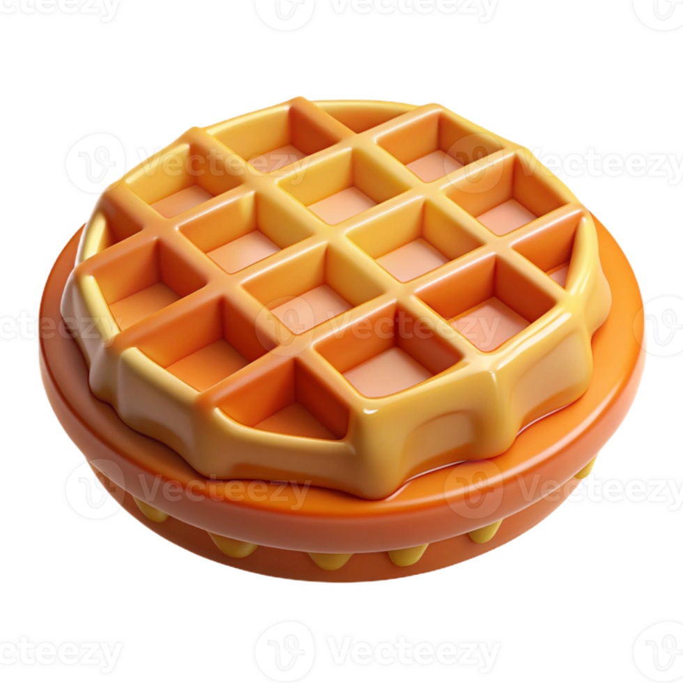 Decorative 3D waffle with intricate patterns png