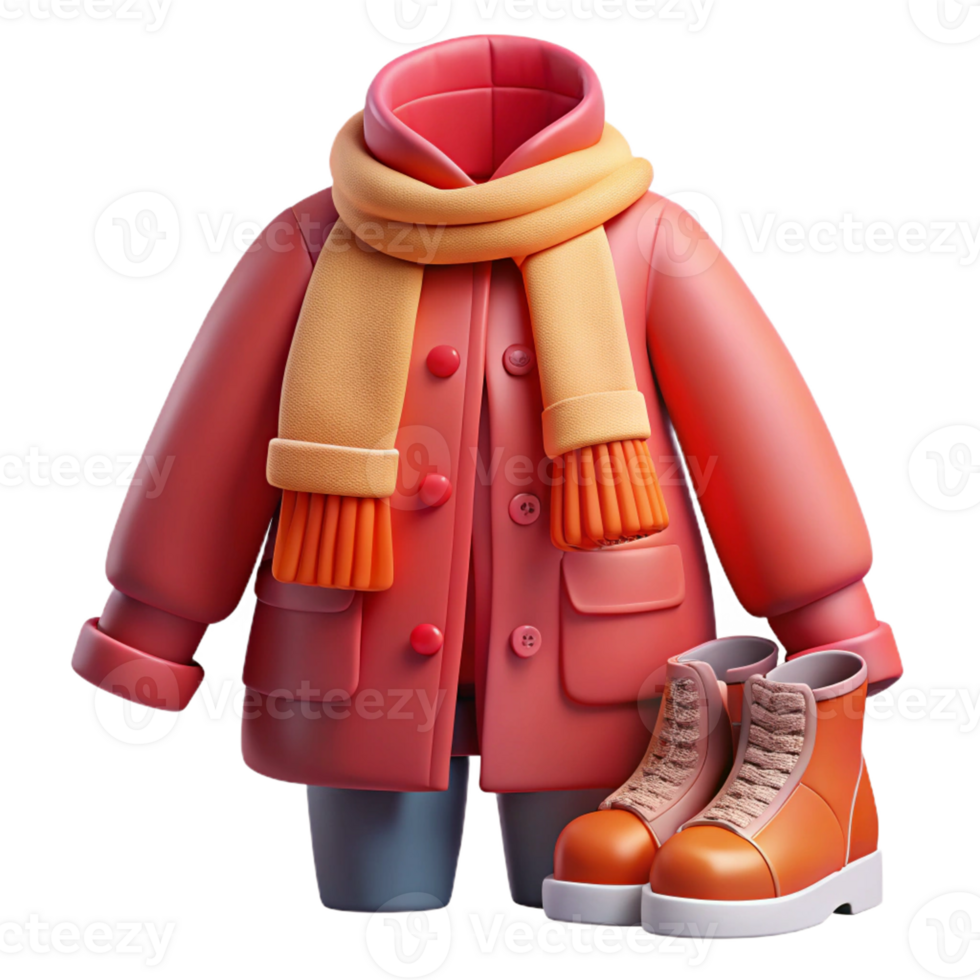 Cozy winter clothing set with vibrant colors png