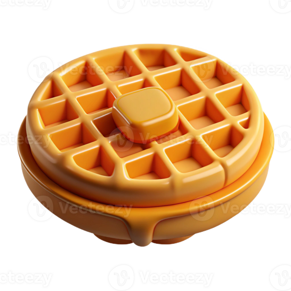 Delicious waffle with golden-brown texture in 3D png