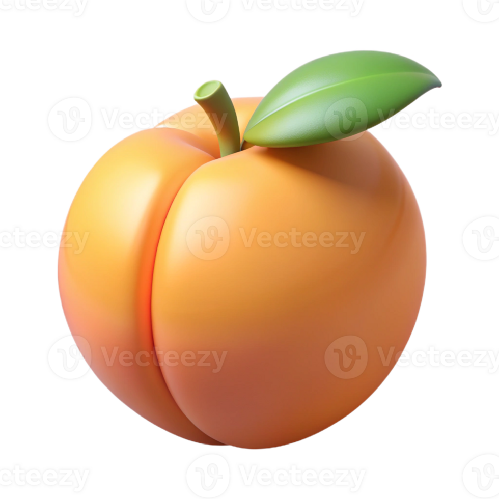 Realistic peach with vibrant orange hues in 3D png