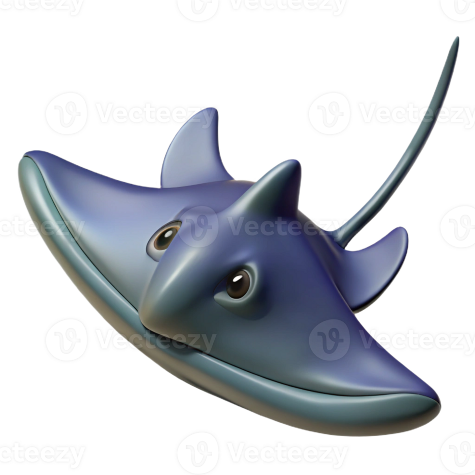 Realistic stingray with smooth textures in 3D png