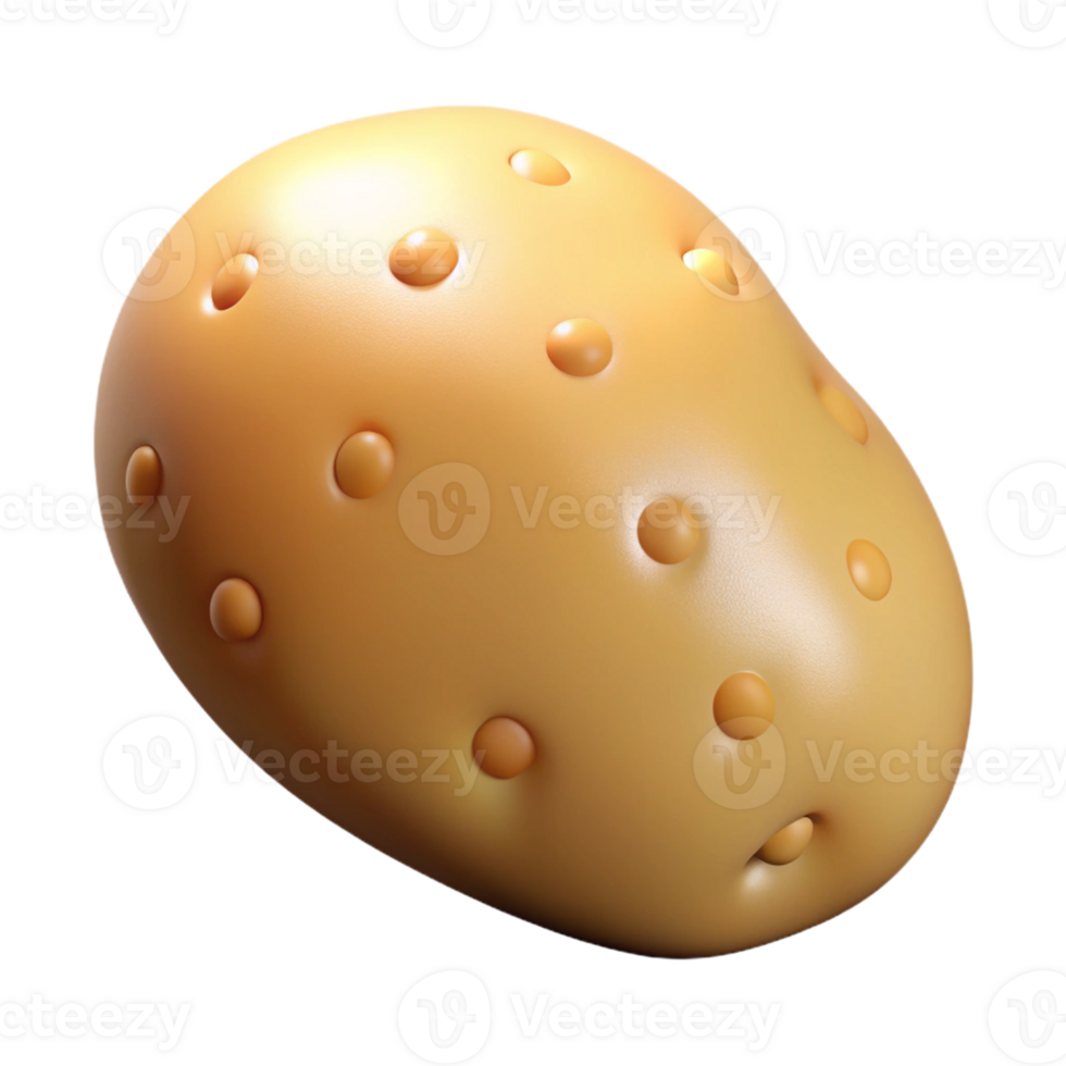 Realistic potato with textured skin in 3D png