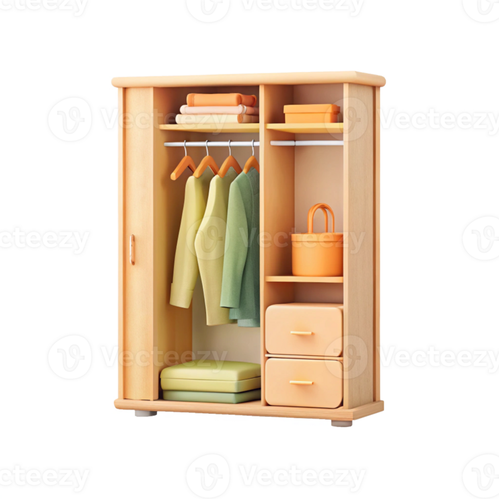 Minimal wooden wardrobe for storage png