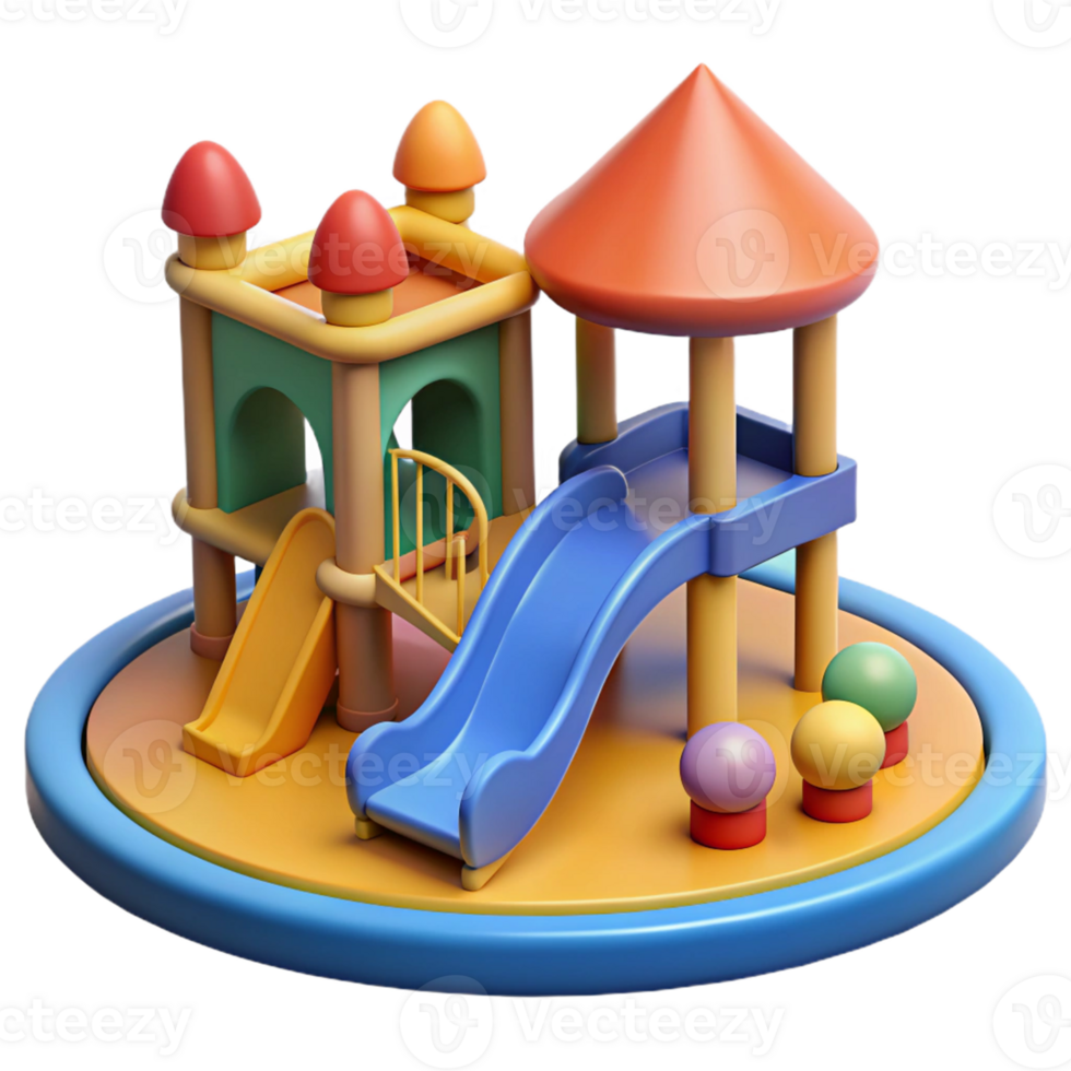 Colorful playground with slides and swings png