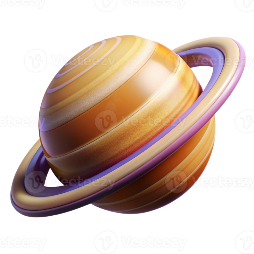 Realistic Saturn with vibrant ring system png