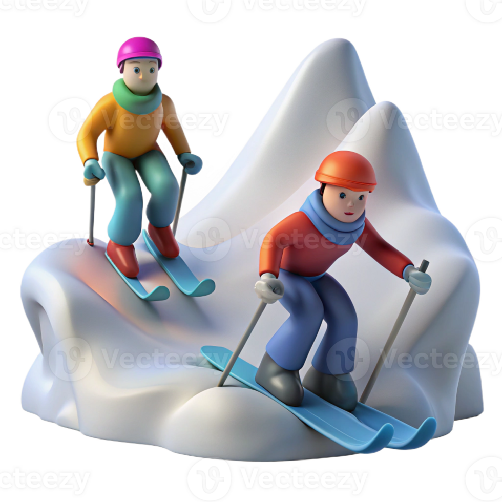 Adventurous skiing down snowy hills png