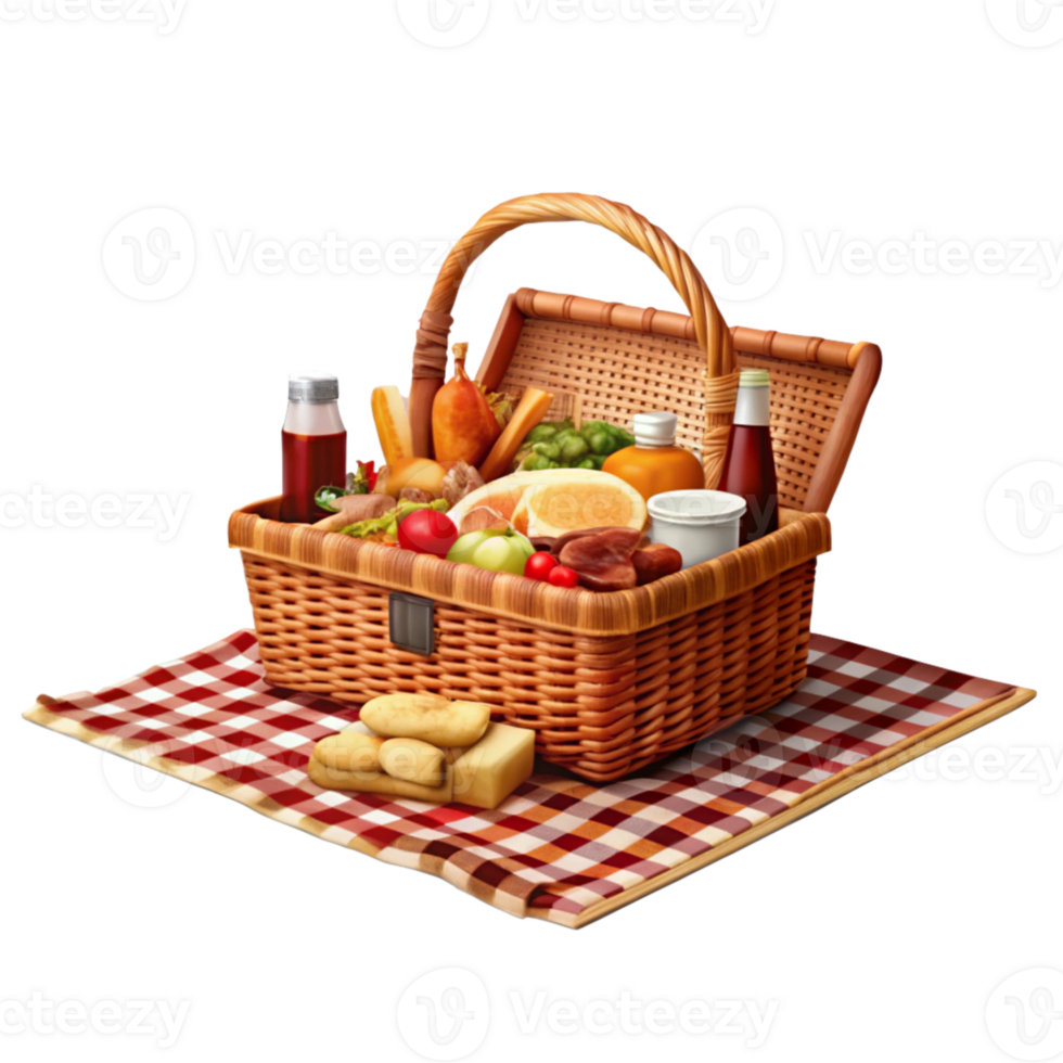 Picnic Mat with Woven Basket png