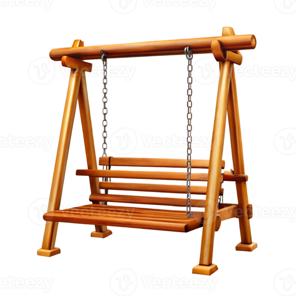 Outdoor wooden swing for relaxation png