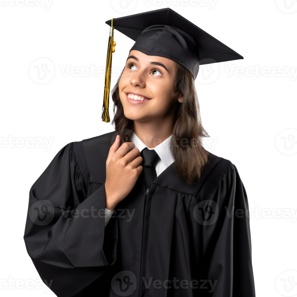 Successful graduation from university. girl university or college graduate. isolated on transparent png