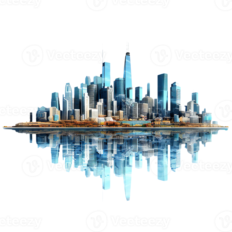 city with skyscrapers. Modern City isolated on transparent png