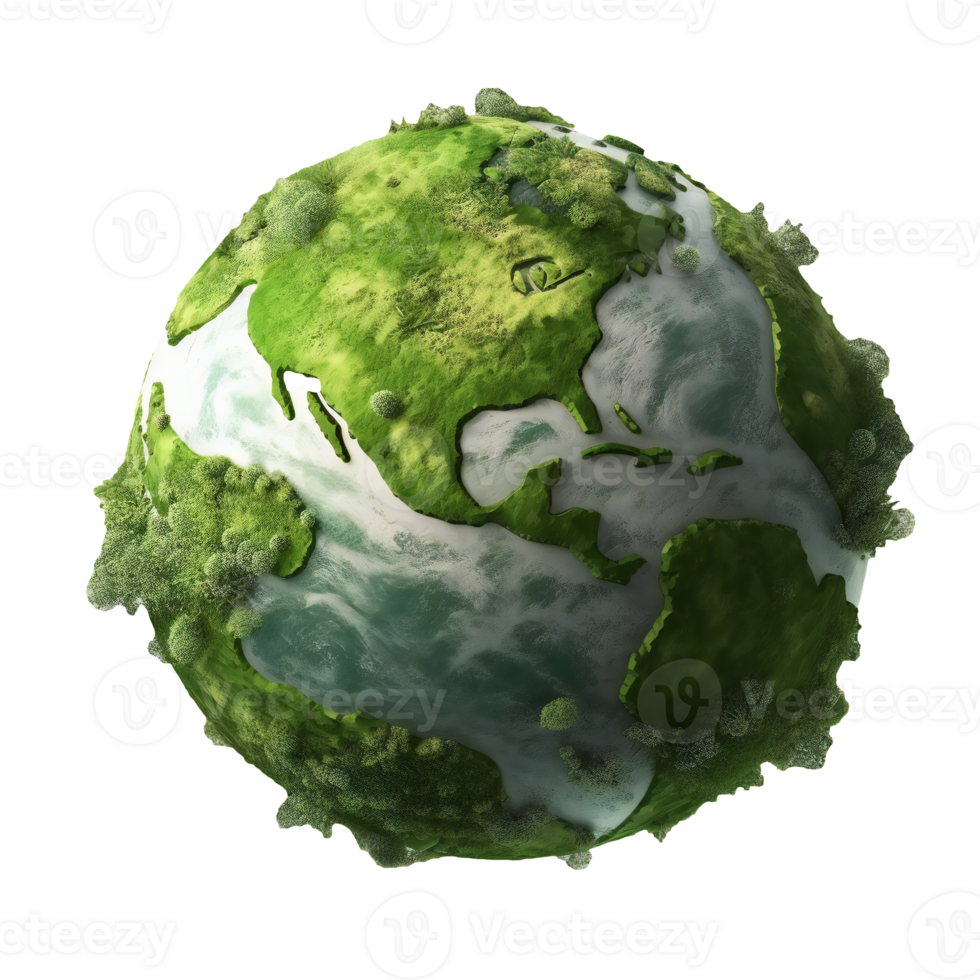 Green and white textured globe, isolated on transparent png