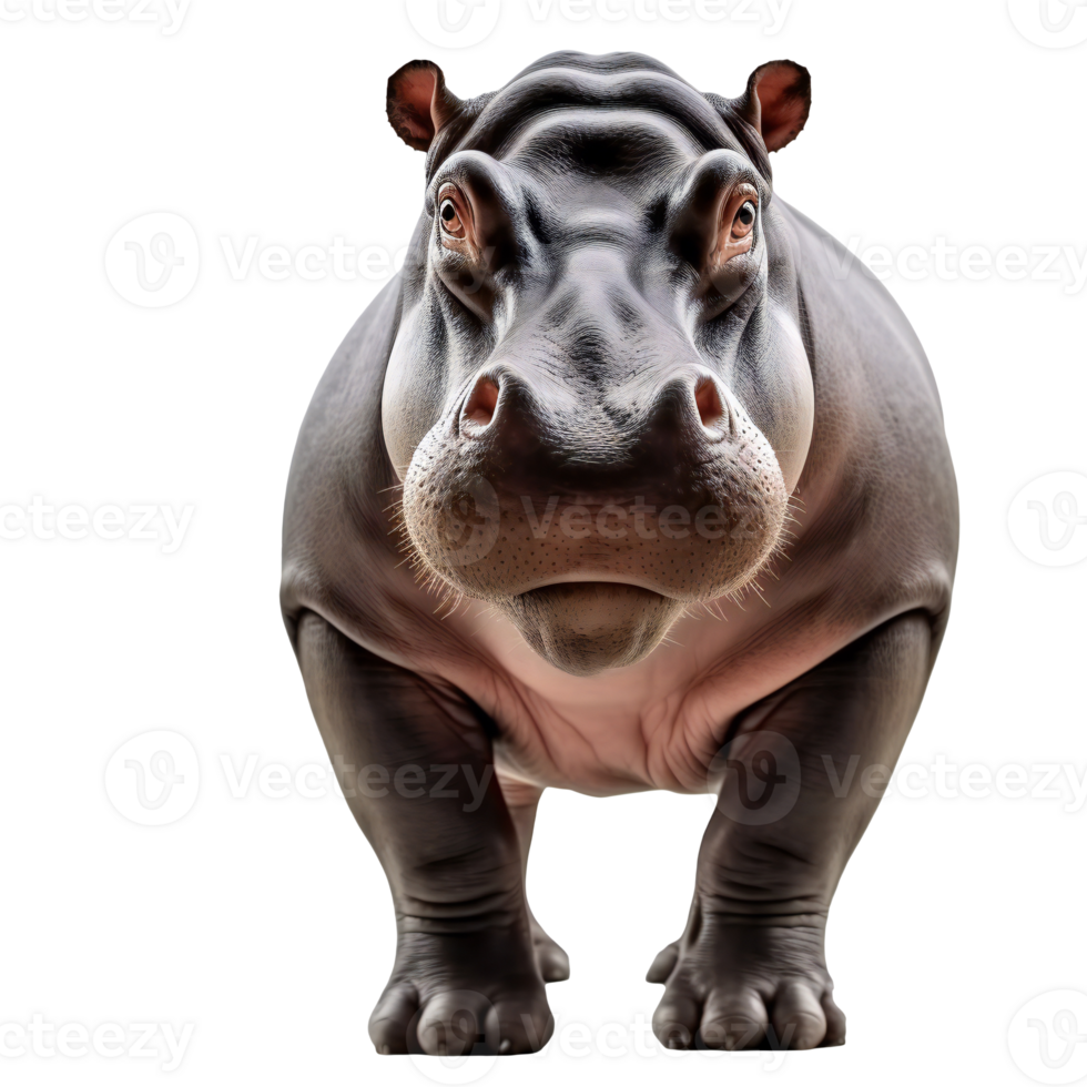 Frontal view of a hippopotamus on a transparent background png