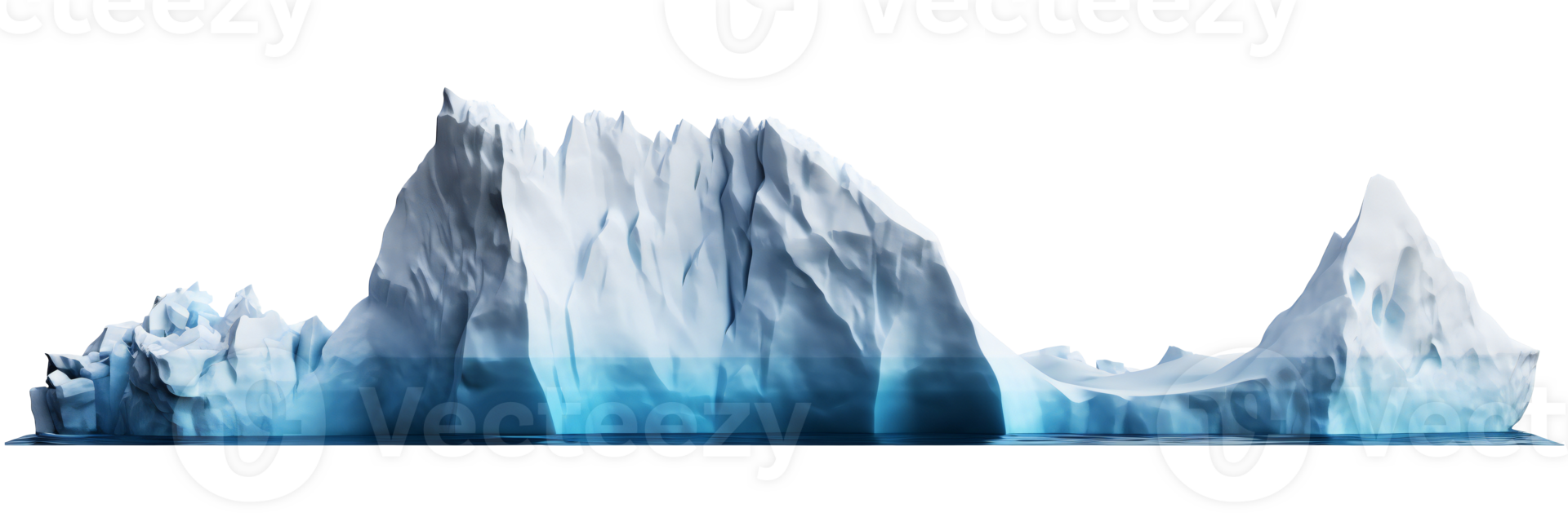 Detailed icy blue iceberg on transparent background png