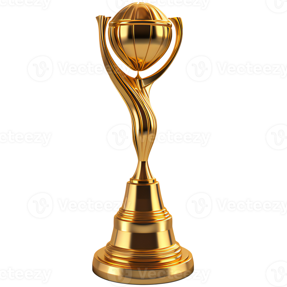 Soccer world cup Trophy golden isolated on transparent png