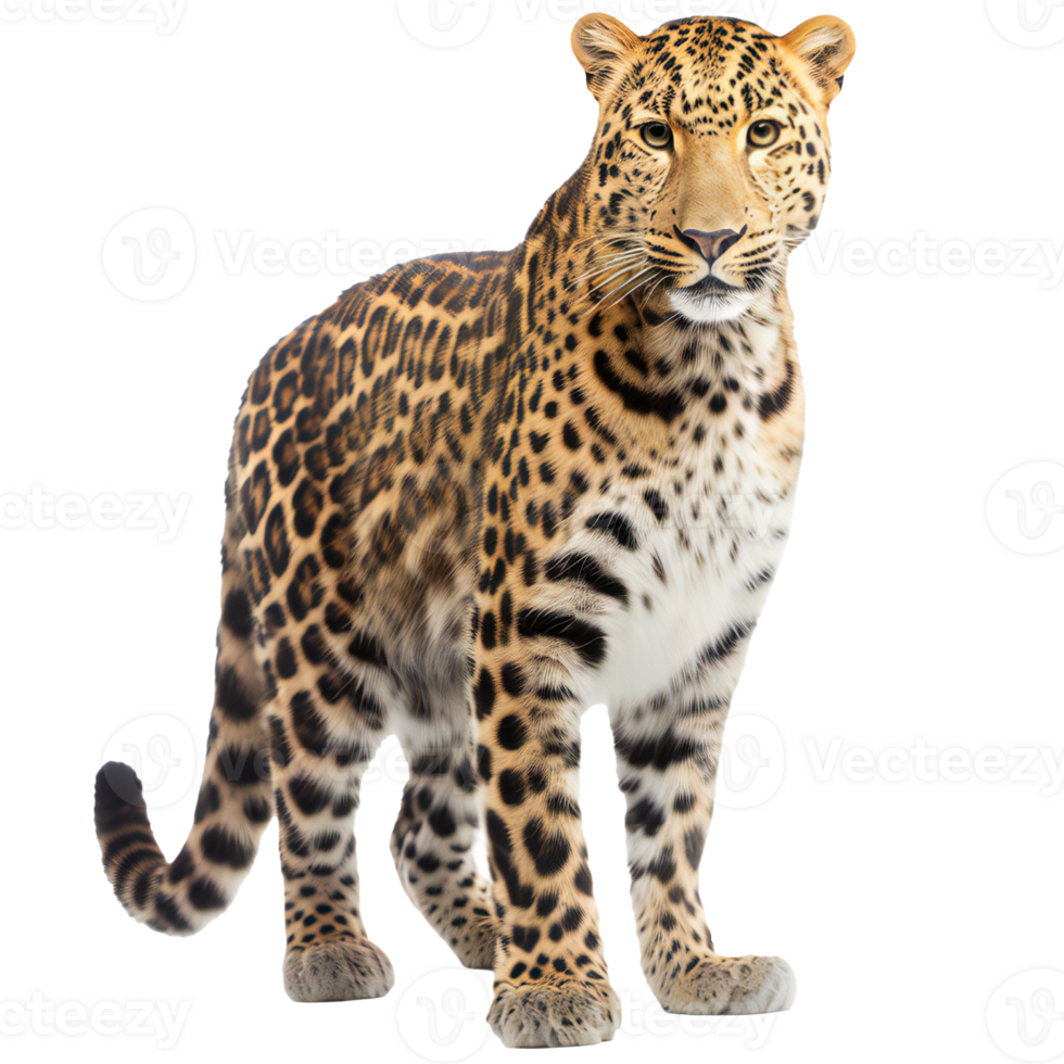 Full body leopard isolated on transparent png