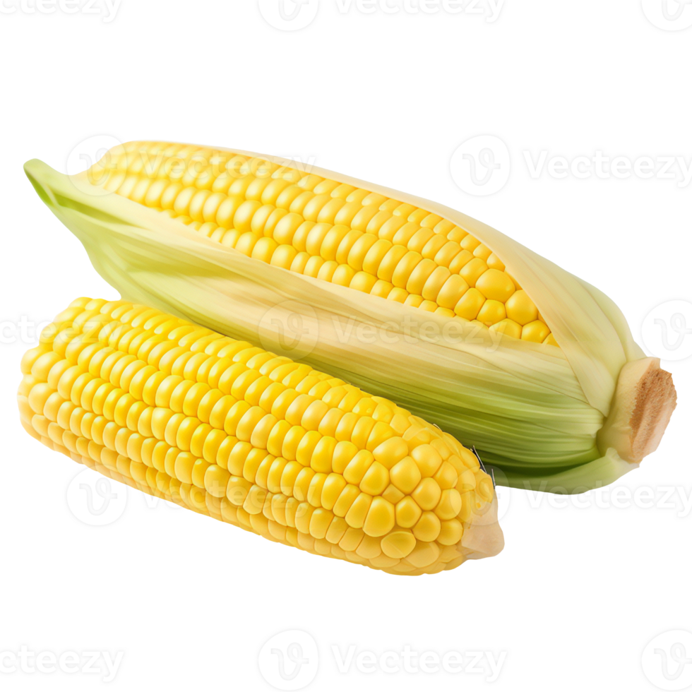 Two ears of sweet corn isolated transparent png