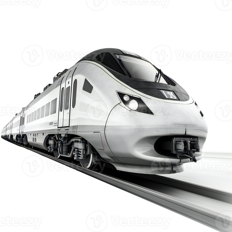 Grey fast train isolated on transparent png