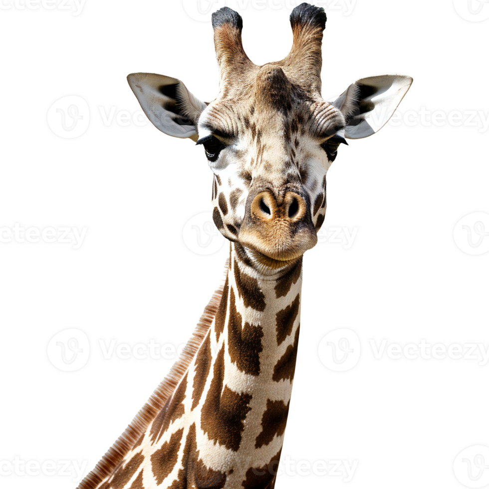 dichtbij omhoog schot van giraffe hoofd geïsoleerd. kunst png