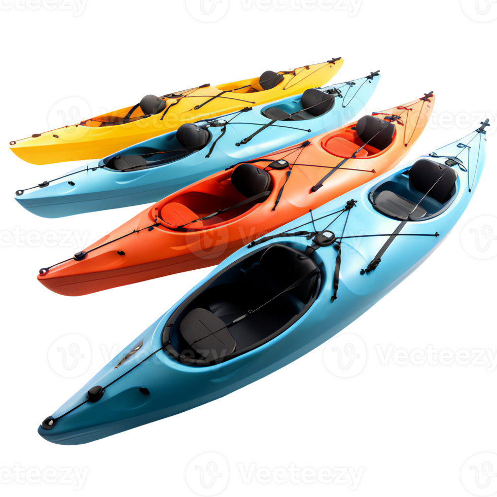 colored river crossroad kayaks isolated on transparent png