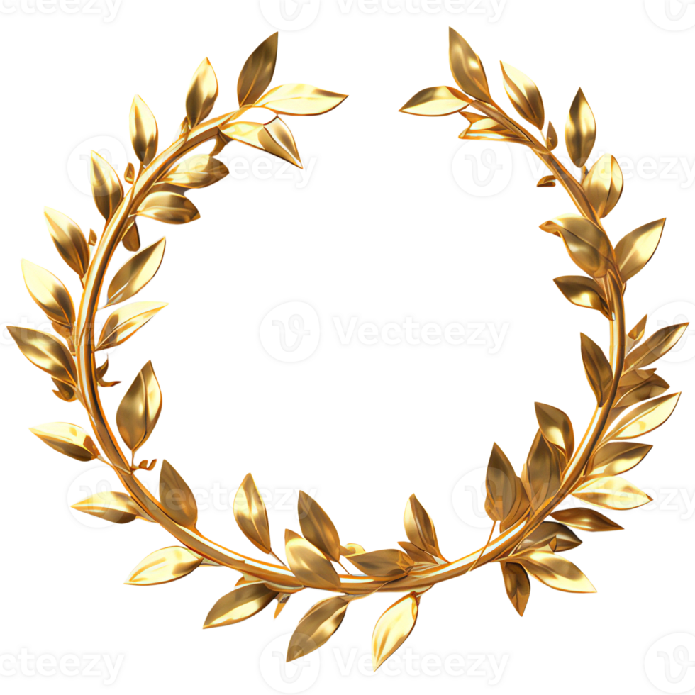 Golden Laurel wreath isolated on transparent png