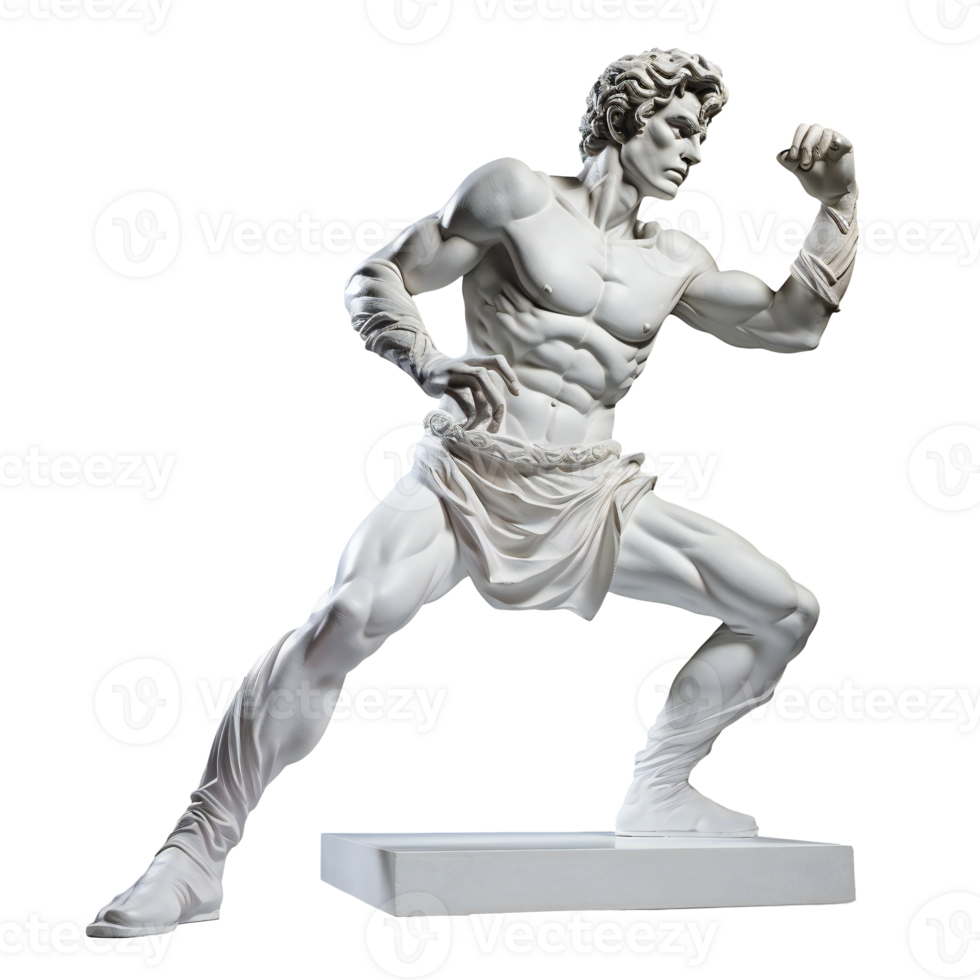 Statue David by Michelangelo as a bodybuilder isolated. art png
