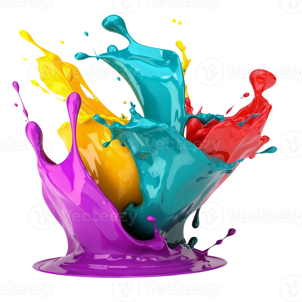 Colorful paint splash. Isolated design element on the transparent background. . png
