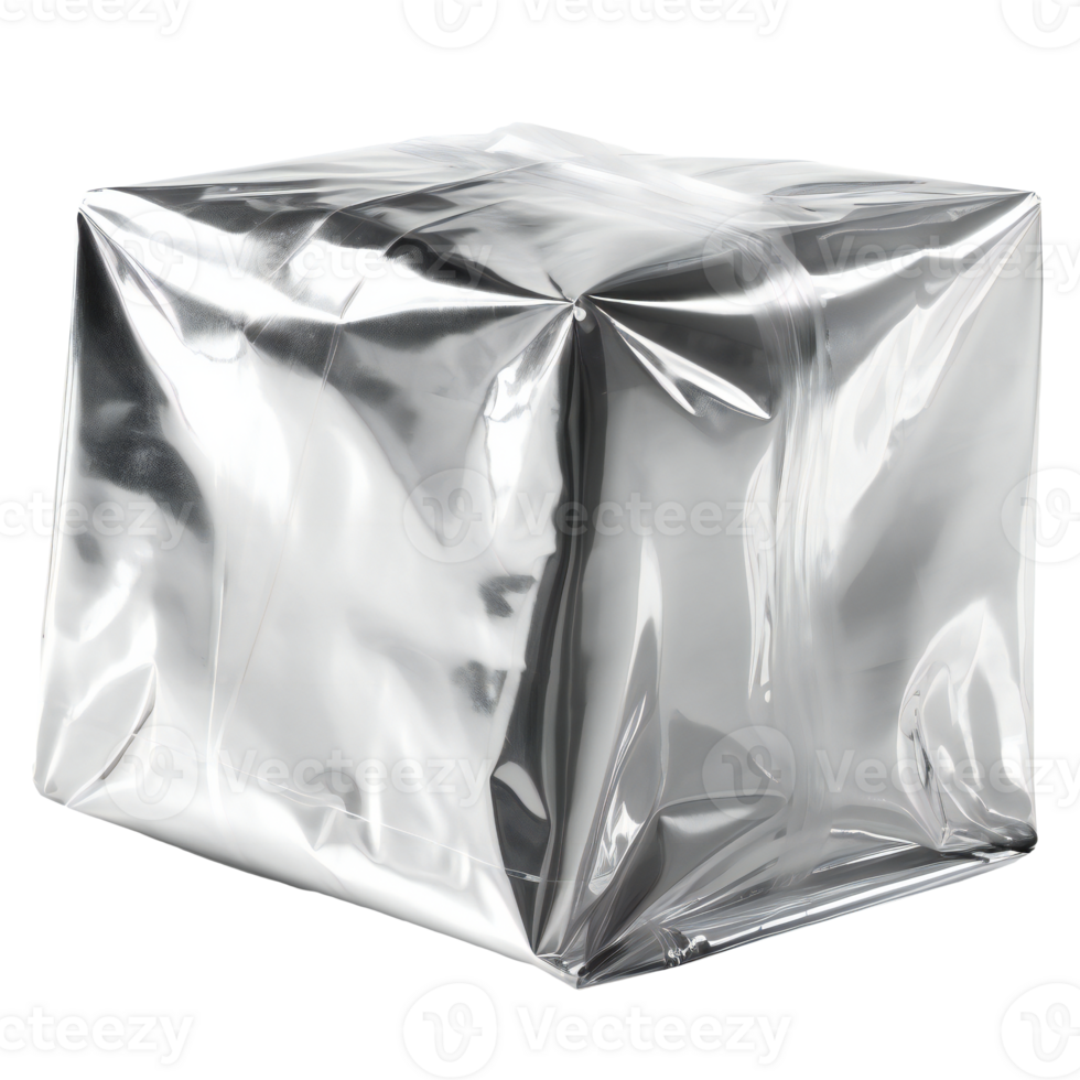 Transparent stretch plastic wrap texture. Cellophane wrapper isolated. png
