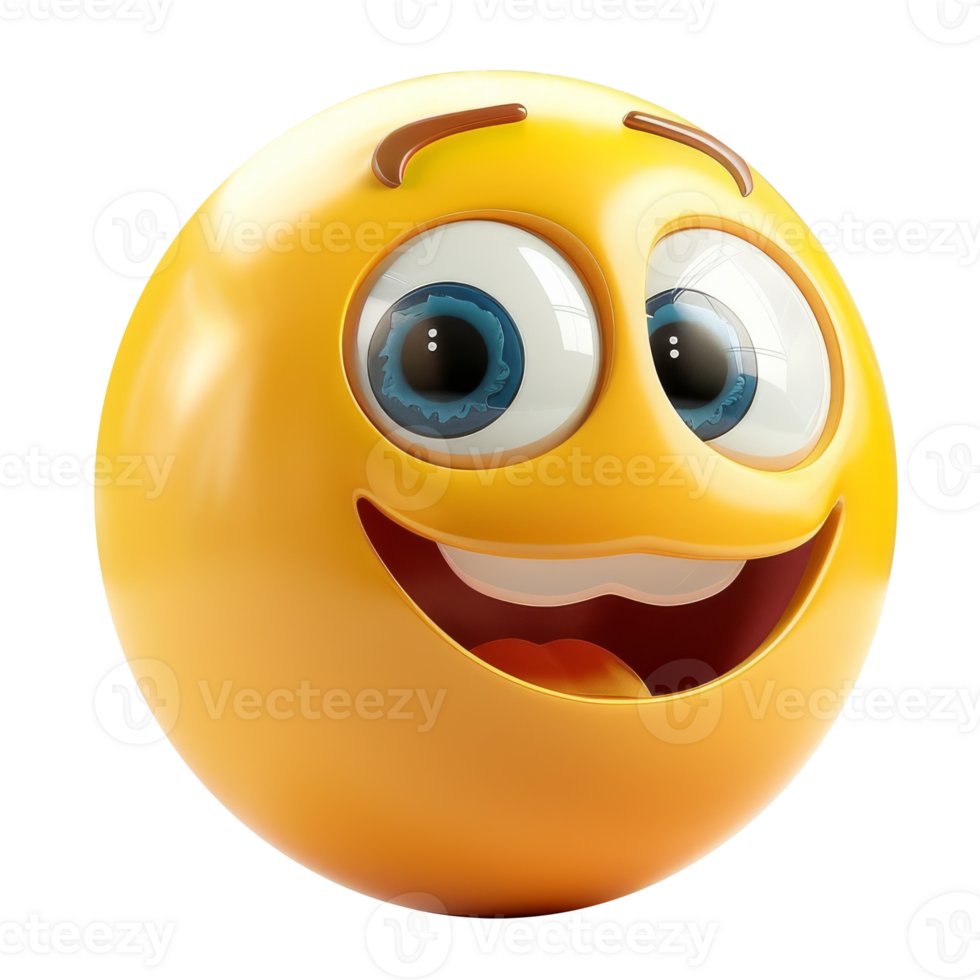 3D emoji smile in love emoticon, isolated png
