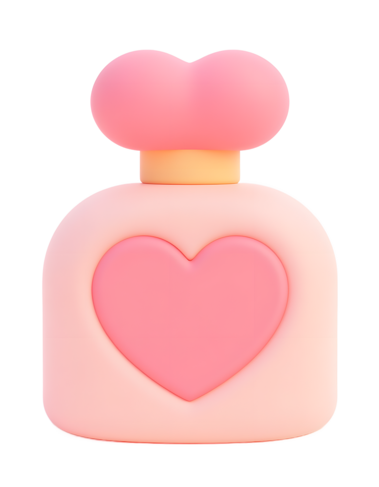 Cute Pink Heart Perfume Bottle 3D Render png