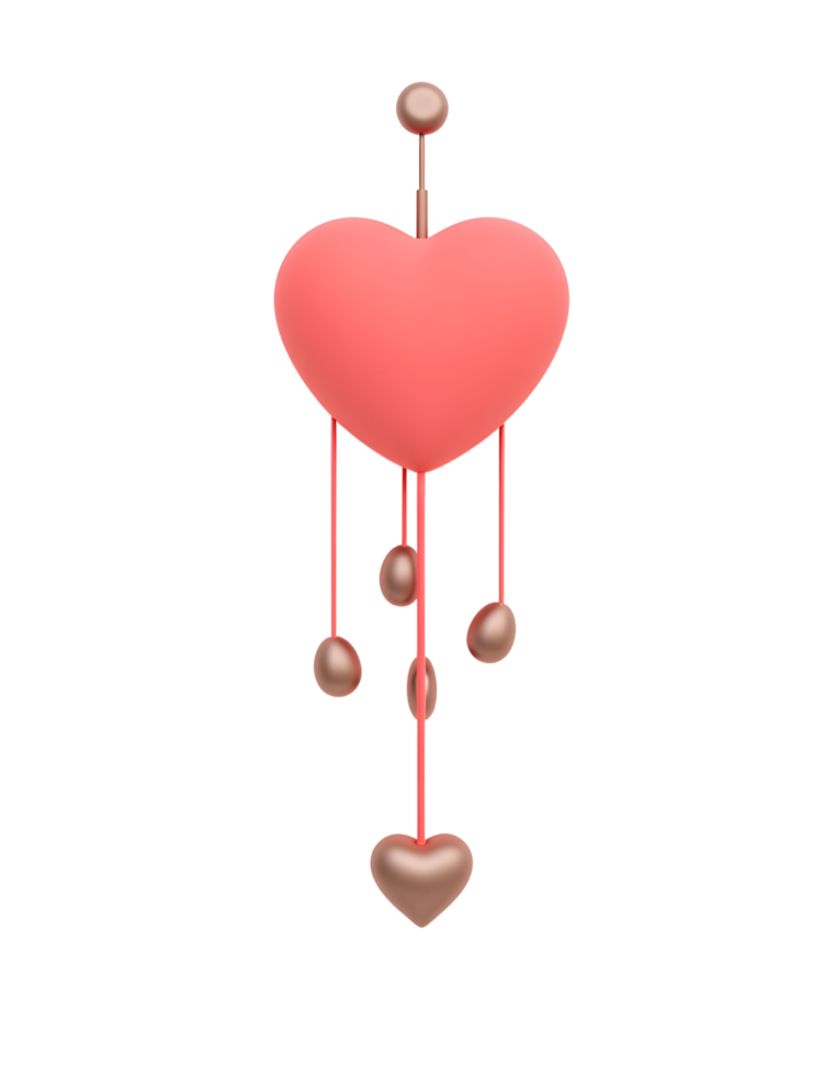 Romantic Pink Heart Mobile Decoration Valentines Day Gift png