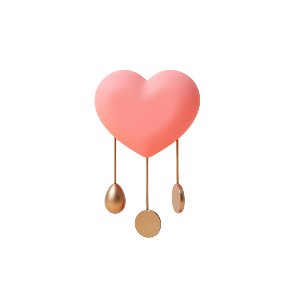 Pink Heart Mobile with Gold Accents Valentines Day Decor png